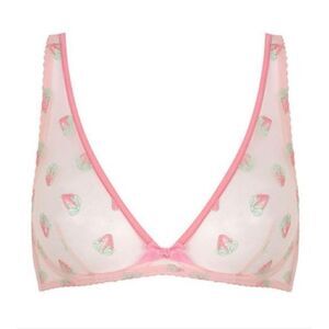 Agent Provocateur 32D bra pink strawberry sheer lingerie sexy